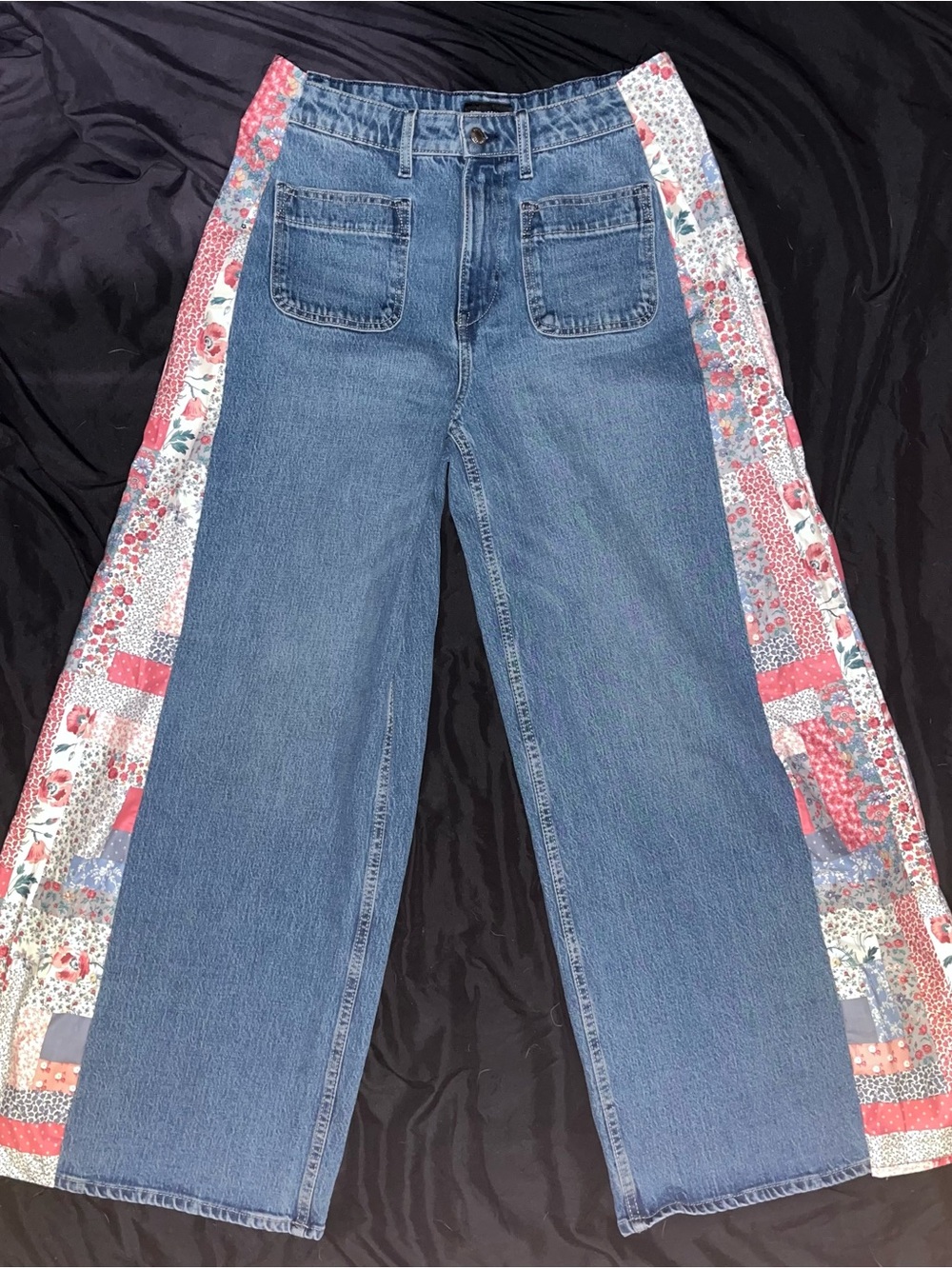 One of a kind, wide Leg Patchwork Jeans